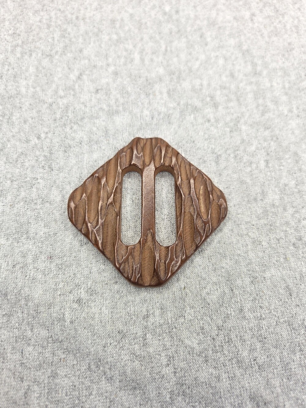 Antique Czechoslovakian Carved Wood Belt Buckle Art Deco Sash Scarf Slide